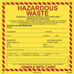 Hazardous Waste (Federal and New Jersey) Label | HCL Labels